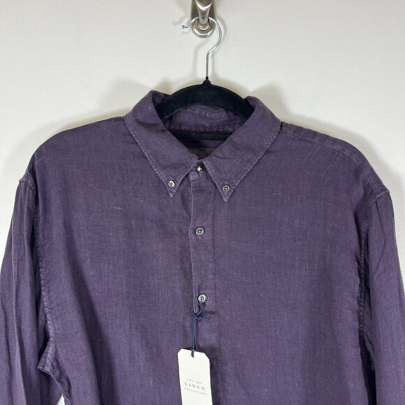 NEW Abercrombie Fitch Button Down Shirt Mens Medium Adult Purple The A&F Linen - Picture 2 of 11